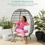 Best Choice Products Wicker Egg Chair, Oversized Indoor Outdoor Lounger for Patio, Backyard, Living Room w/ 4 Cushions, Steel Frame, 440lb Capacity - Ivory - Image 29
