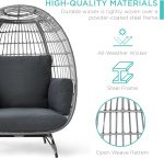 Best Choice Products Wicker Egg Chair, Oversized Indoor Outdoor Lounger for Patio, Backyard, Living Room w/ 4 Cushions, Steel Frame, 440lb Capacity - Ivory - Image 23